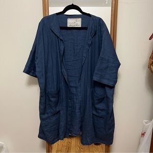 Not perfect linen one size long duster coat blue
